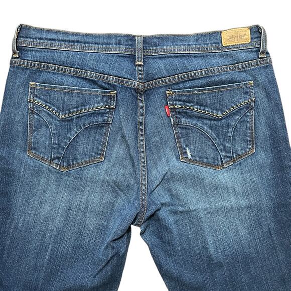 LEVI'S 505 Gold Stitch Straight Leg Distressed Jeans in Dark wash SZ 10 - Picture 6 of 11